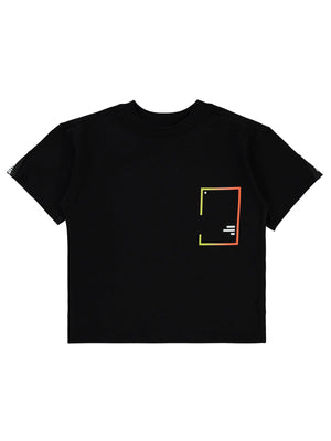 Civil Boys Şeritli Oversize 6-9 Yaş Tişört - Siyah