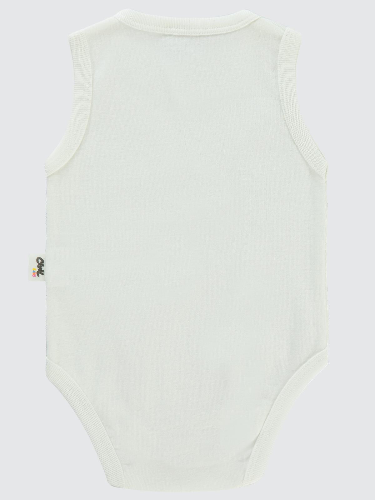 Civil Baby Düz Sıfır Kol 0-1 Ay Çıtçıtlı Badi - Beyaz