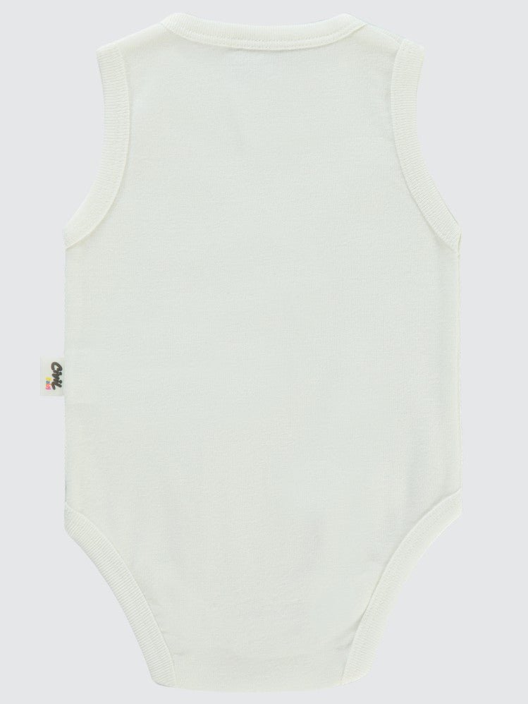 Civil Baby Düz Sıfır Kol 0-1 Ay Çıtçıtlı Badi - Beyaz