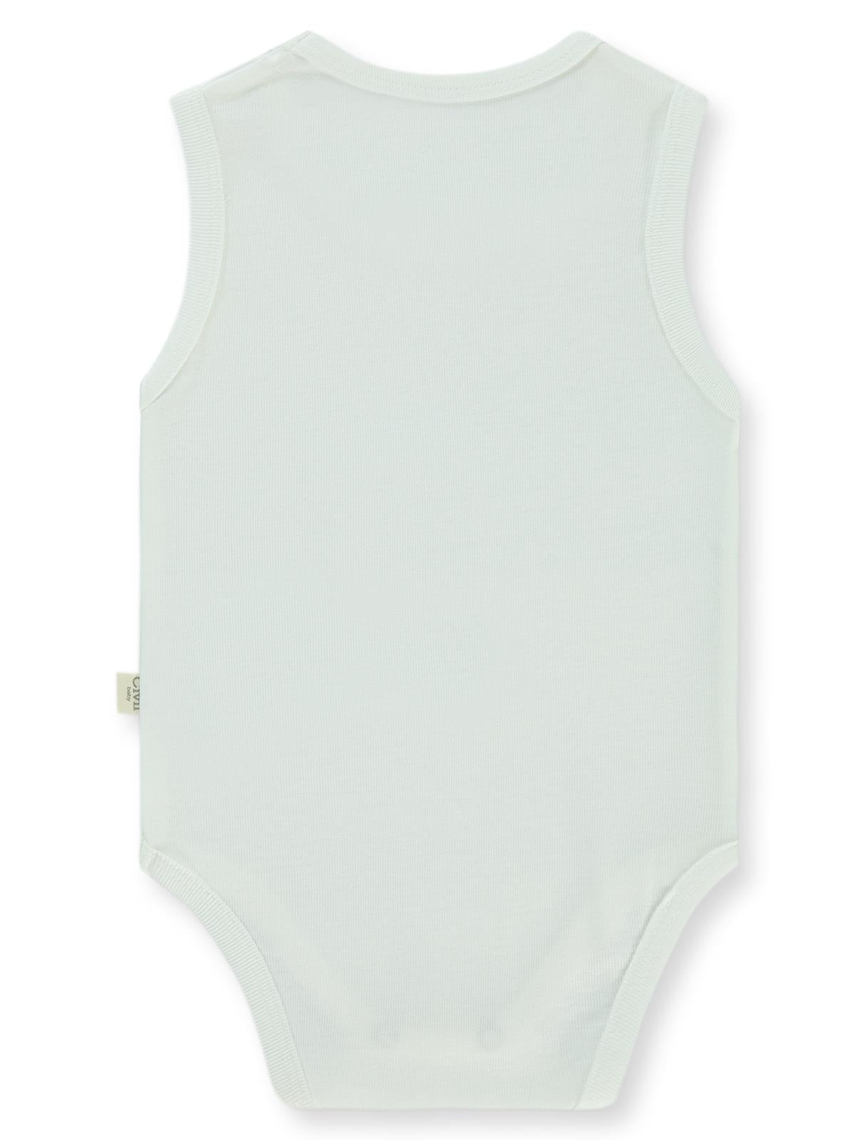 Civil Baby Düz Sıfır Kol 0-1 Ay Çıtçıtlı Badi - Beyaz
