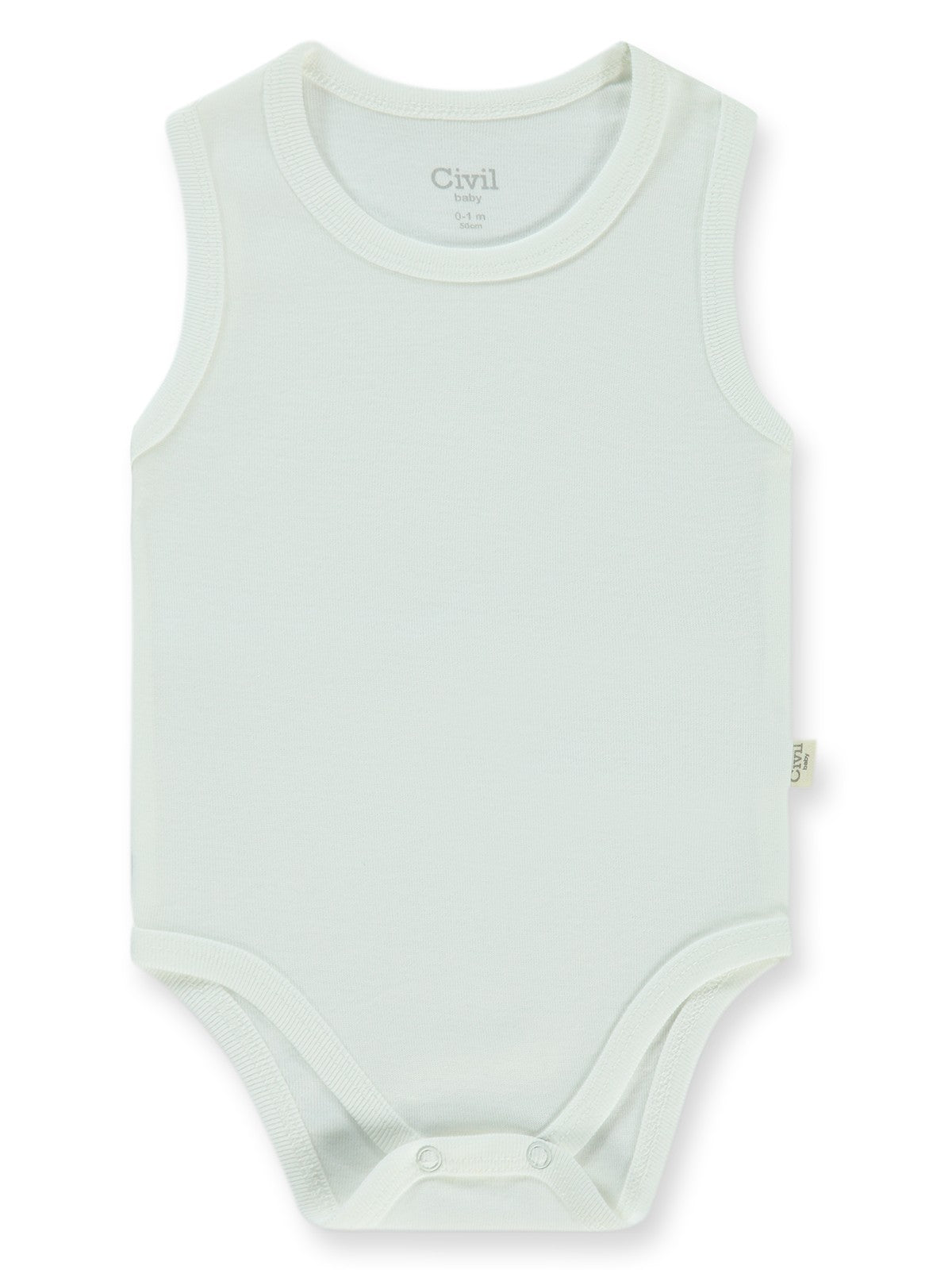 Civil Baby Düz Sıfır Kol 12-36 Ay Çıtçıtlı Badi - Beyaz