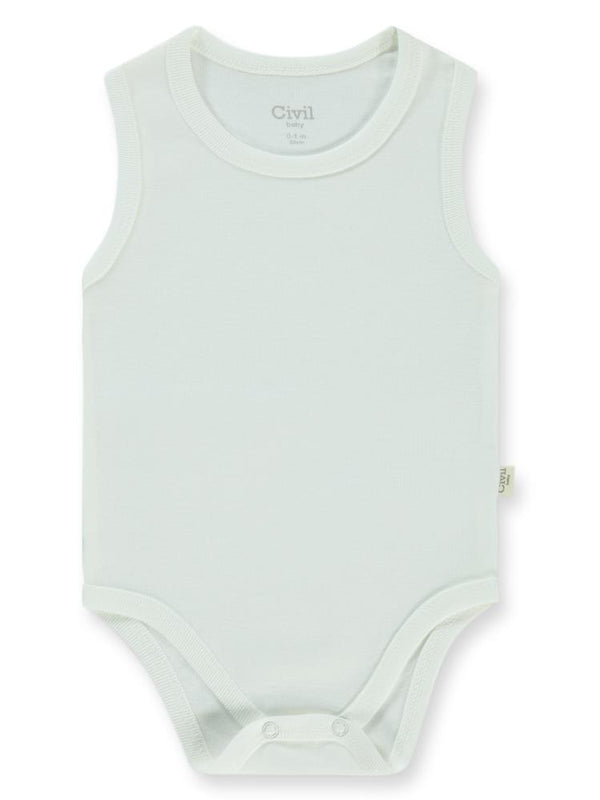 Civil Baby Düz Sıfır Kol 0-1 Ay Çıtçıtlı Badi - Beyaz