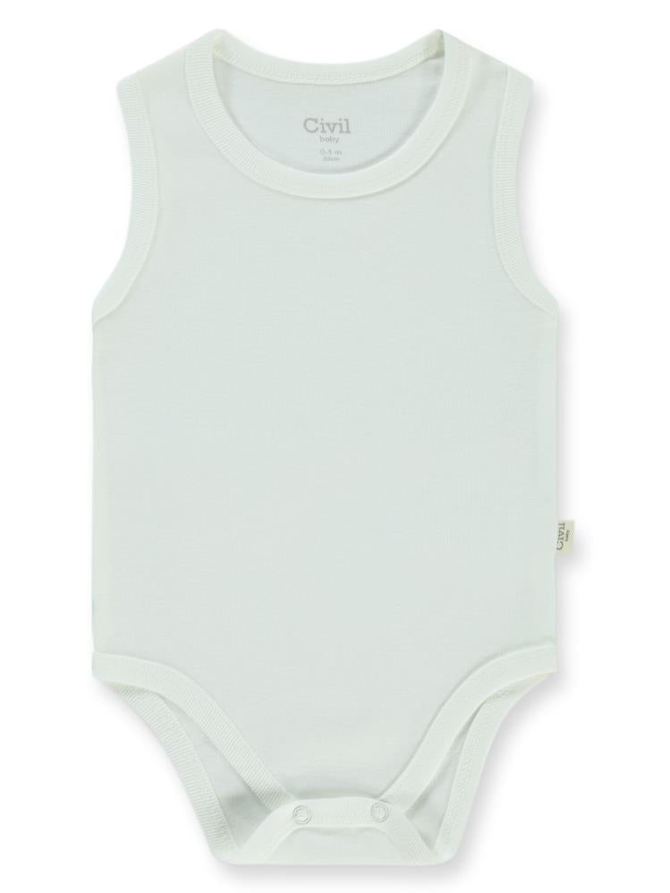 Civil Baby Düz Sıfır Kol 0-1 Ay Çıtçıtlı Badi - Beyaz