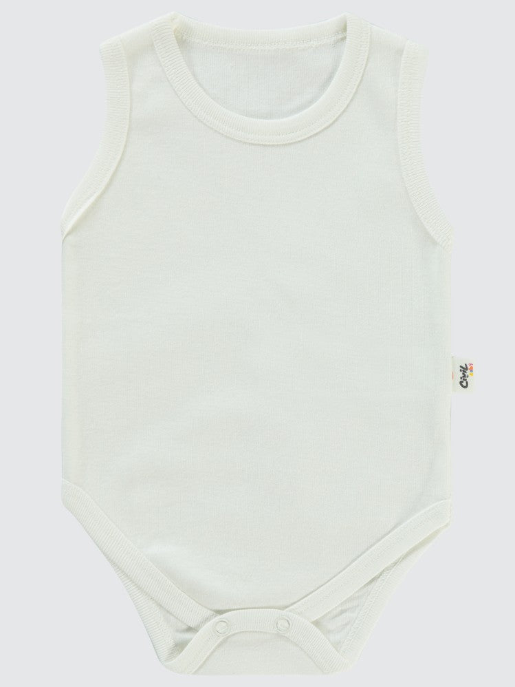 Civil Baby Düz Sıfır Kol 0-1 Ay Çıtçıtlı Badi - Beyaz