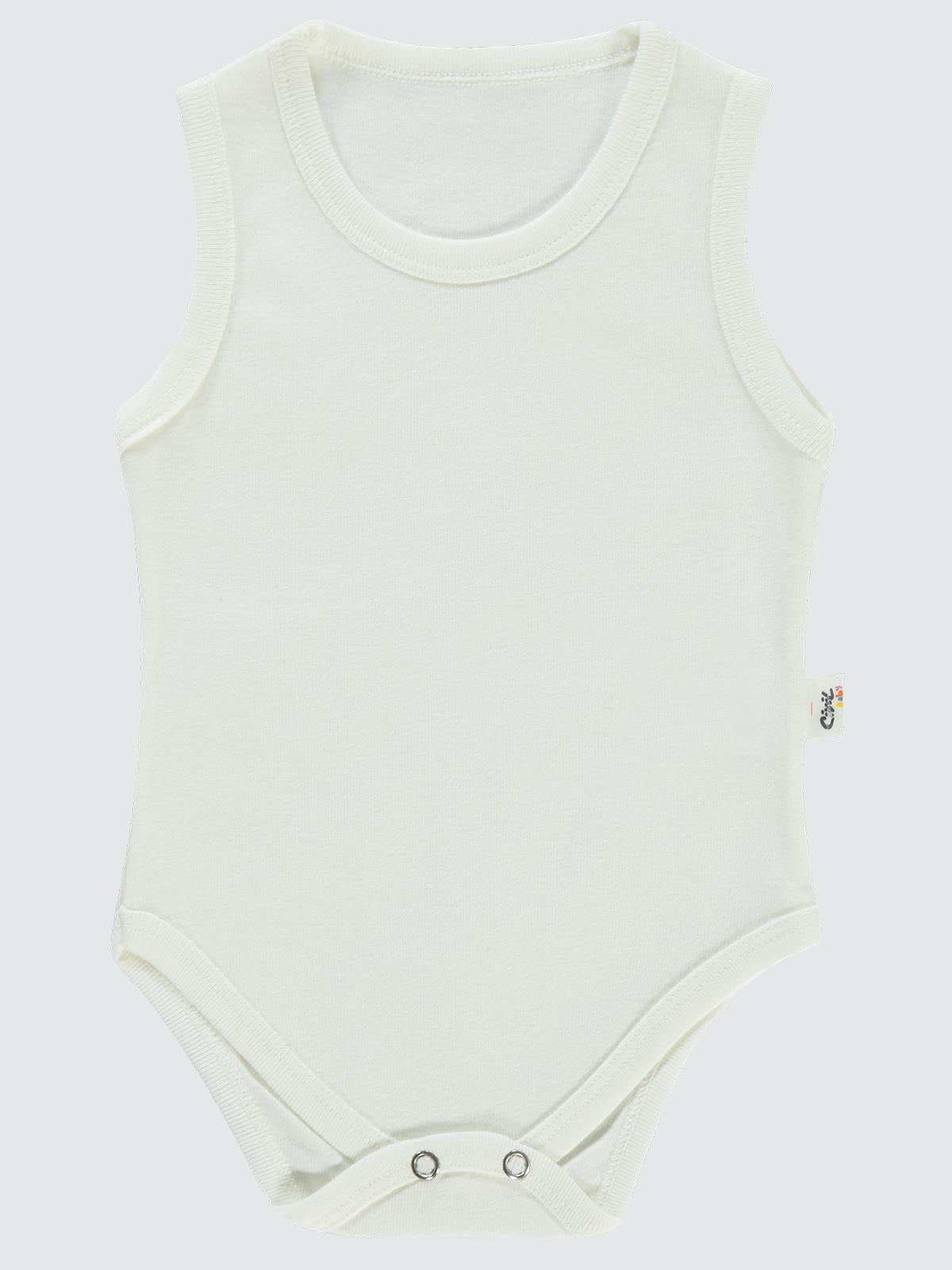 Civil Baby Düz Sıfır Kol 3-9 Ay Çıtçıtlı Badi - Beyaz