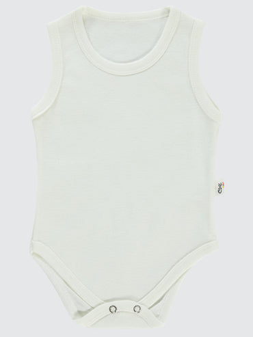 Civil Baby Düz Sıfır Kol 3-9 Ay Çıtçıtlı Badi - Beyaz