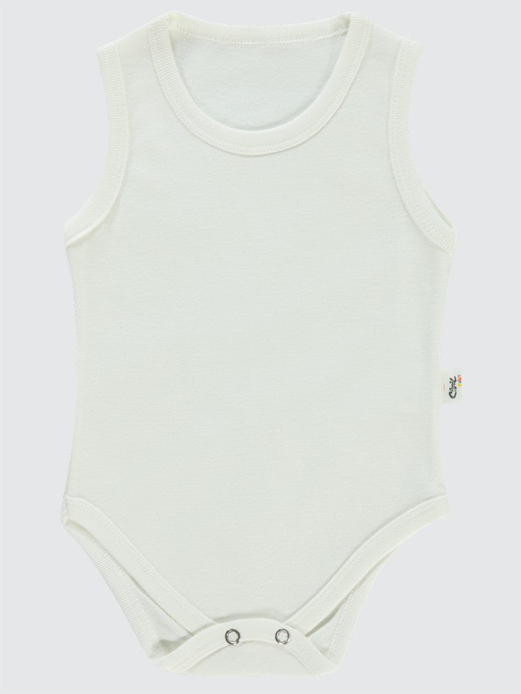 Civil Baby Düz Sıfır Kol 3-9 Ay Çıtçıtlı Badi - Beyaz