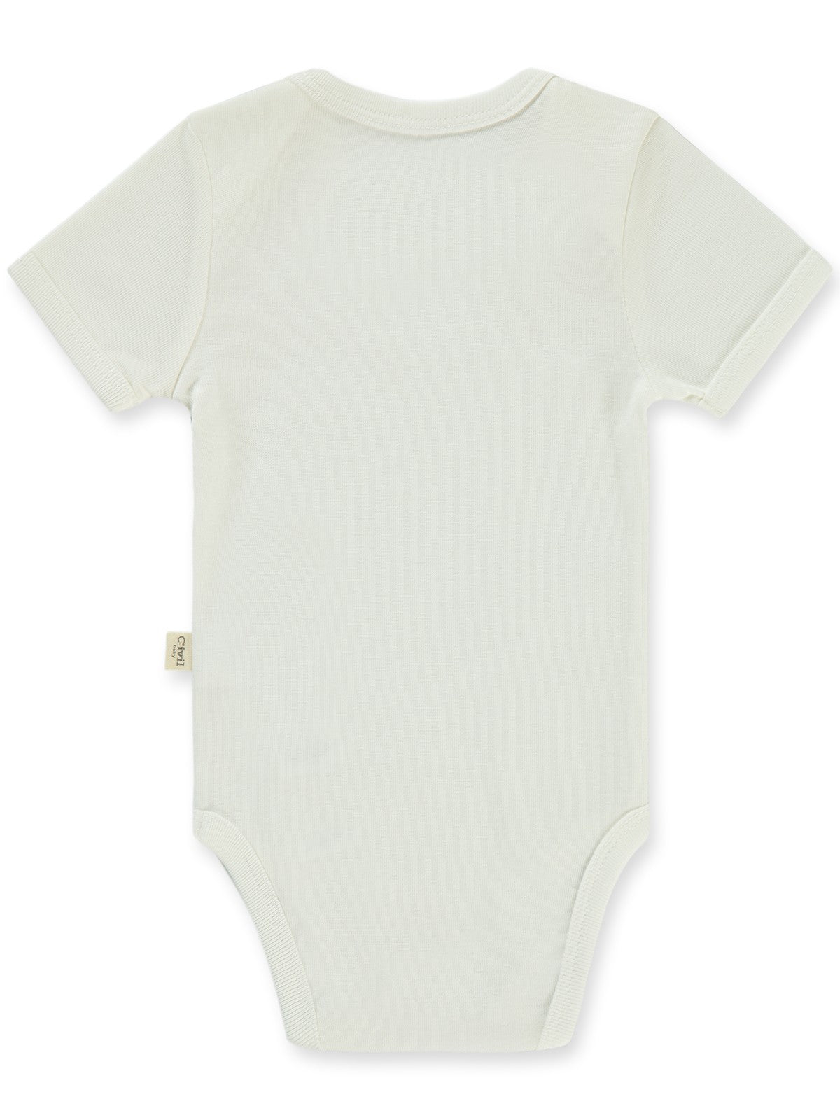 Civil Baby Düz Kısa Kol 3-9 Ay Çıtçıtlı Badi - Beyaz