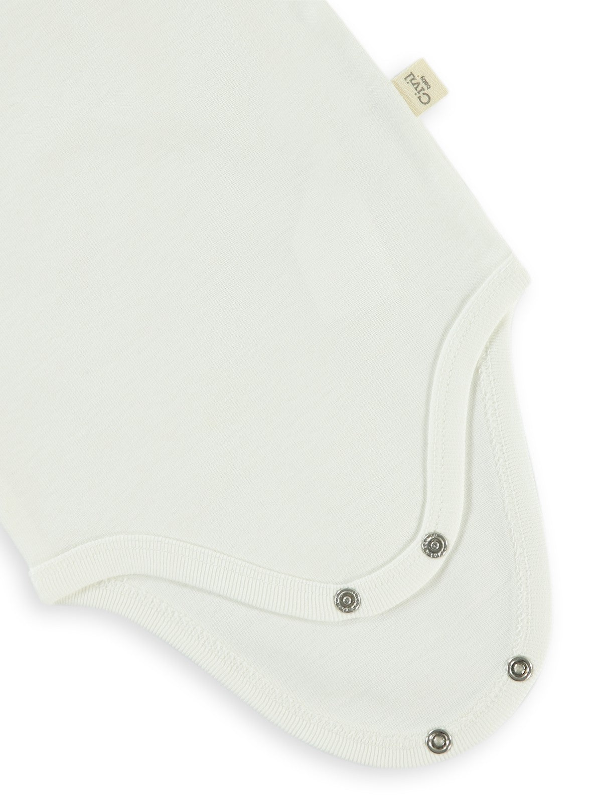 Civil Baby Düz Kısa Kol 3-9 Ay Çıtçıtlı Badi - Beyaz