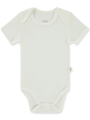 Civil Baby Düz Kısa Kol 1-3 Yaş Çıtçıtlı Badi - Beyaz