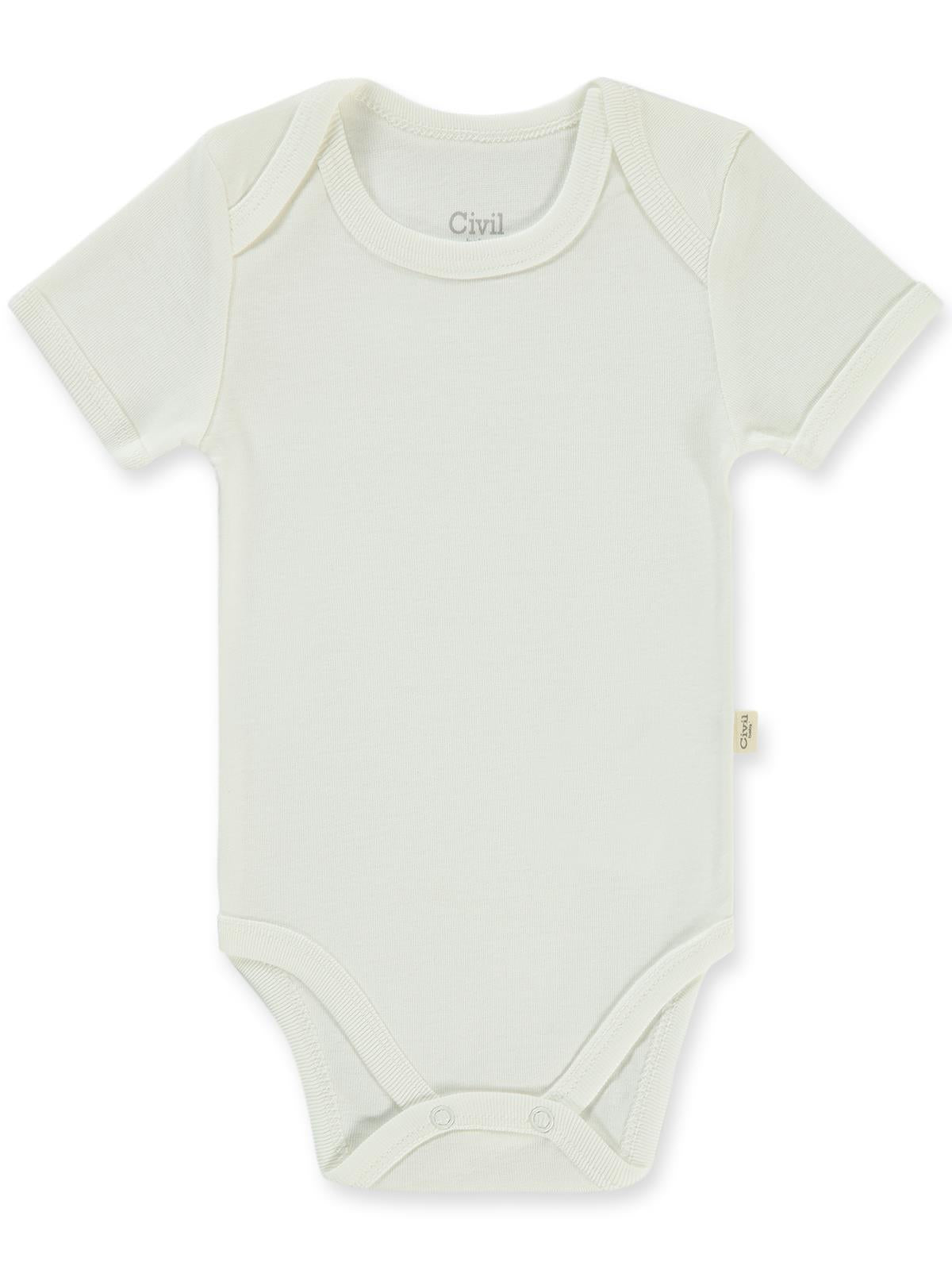 Civil Baby Düz Kısa Kol 1-3 Yaş Çıtçıtlı Badi - Beyaz
