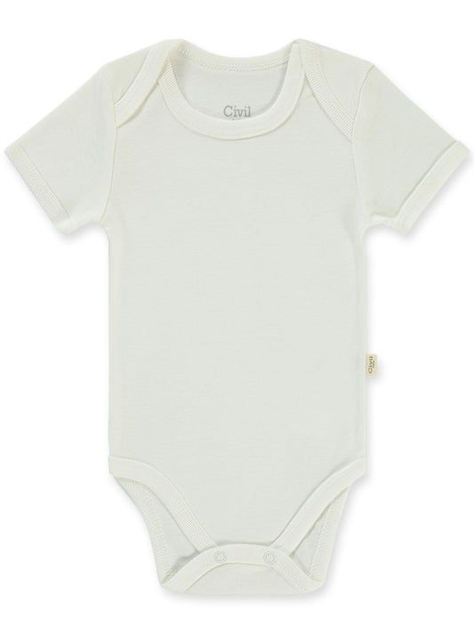 Civil Baby Düz Kısa Kol 1-3 Yaş Çıtçıtlı Badi - Beyaz