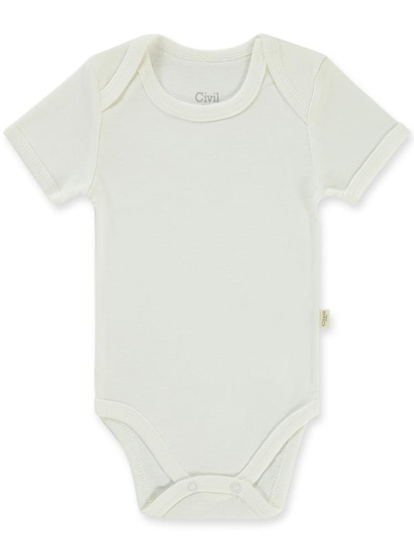 Civil Baby Düz Kısa Kol 3-9 Ay Çıtçıtlı Badi - Beyaz
