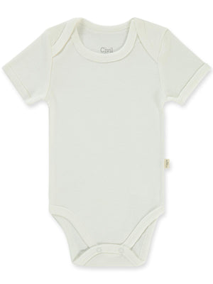 Civil Baby Düz Kısa Kol 3-9 Ay Çıtçıtlı Badi - Beyaz