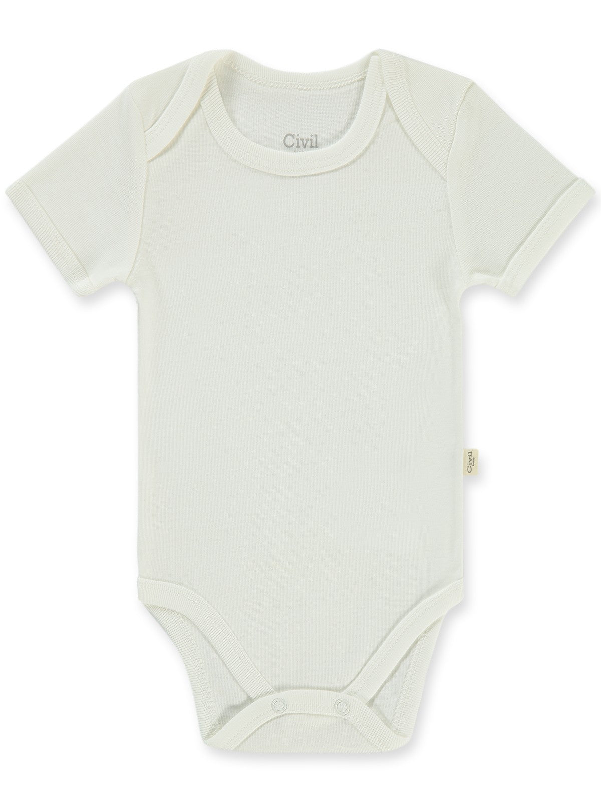 Civil Baby Düz Kısa Kol 3-9 Ay Çıtçıtlı Badi - Beyaz