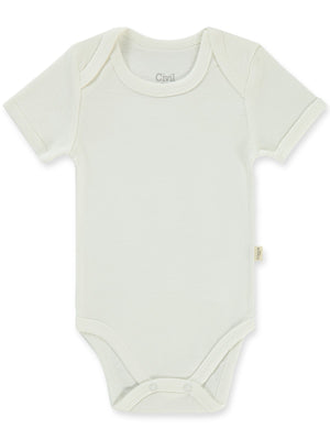 Civil Baby Düz Kısa Kol 3-9 Ay Çıtçıtlı Badi - Beyaz