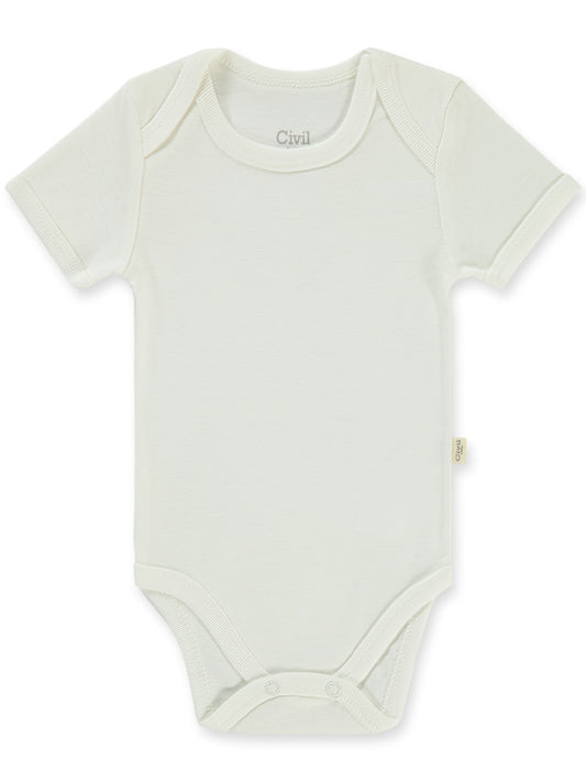 Civil Baby Düz Kısa Kol 12-36 Ay Çıtçıtlı Badi - Beyaz