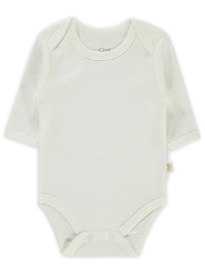 Civil Baby Düz Uzun Kol 0-1 Ay Çıtçıtlı Badi - Beyaz