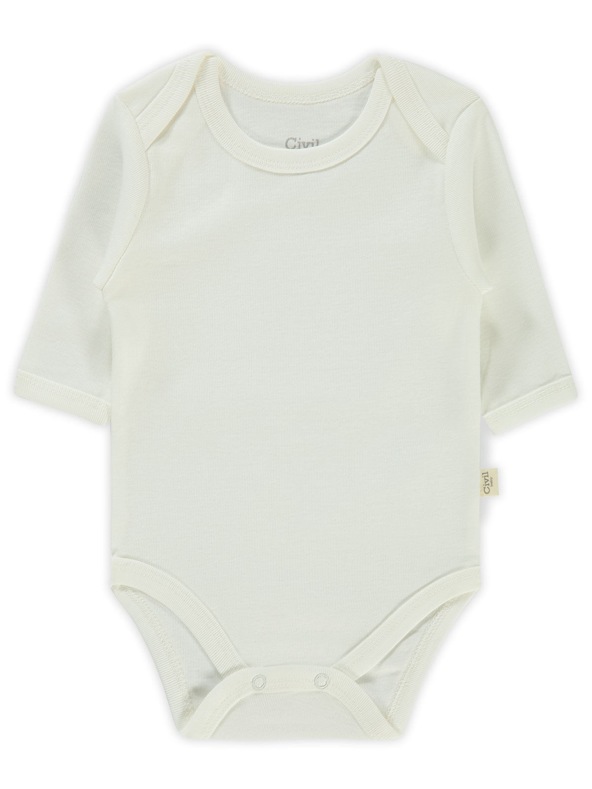Civil Baby Düz Uzun Kol 1-3 Yaş Çıtçıtlı Badi - Beyaz