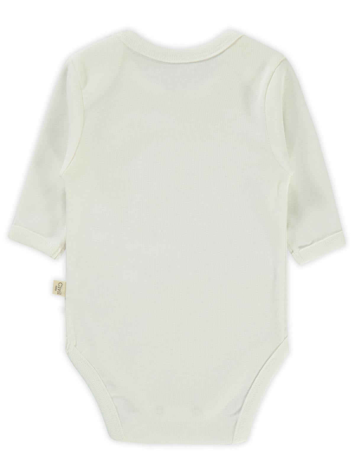 Civil Baby Düz Uzun Kol 3-9 Ay Çıtçıtlı Badi - Beyaz