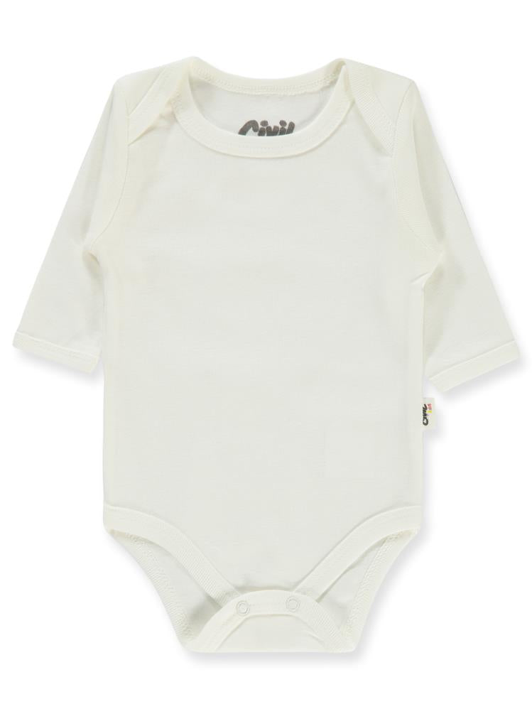 Civil Baby Düz Uzun Kol 1-3 Yaş Çıtçıtlı Badi - Beyaz