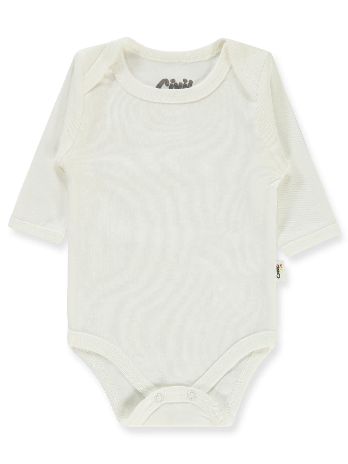 Civil Baby Düz Uzun Kol 1-3 Yaş Çıtçıtlı Badi - Beyaz