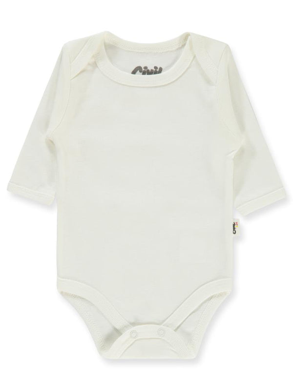 Civil Baby Düz Uzun Kol 3-9 Ay Çıtçıtlı Badi - Beyaz