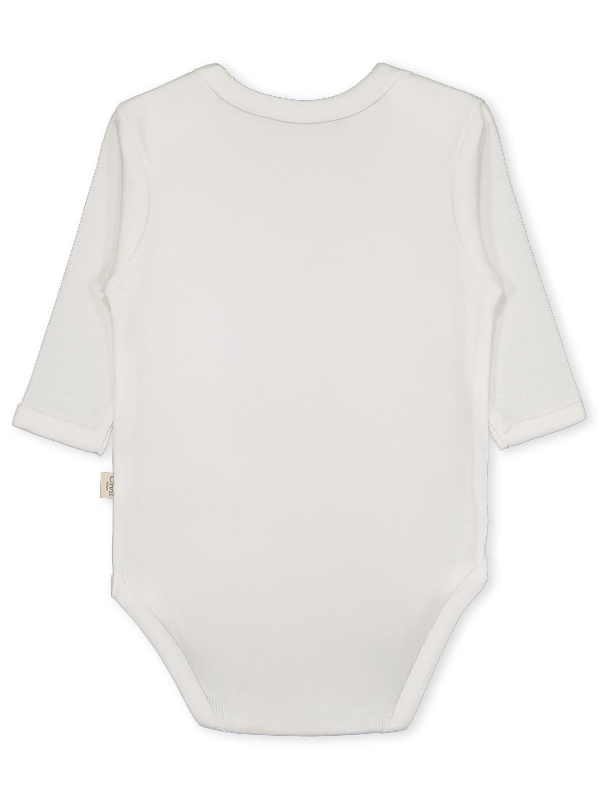 Civil Baby Düz Uzun Kol 3-9 Ay Çıtçıtlı Badi - Beyaz