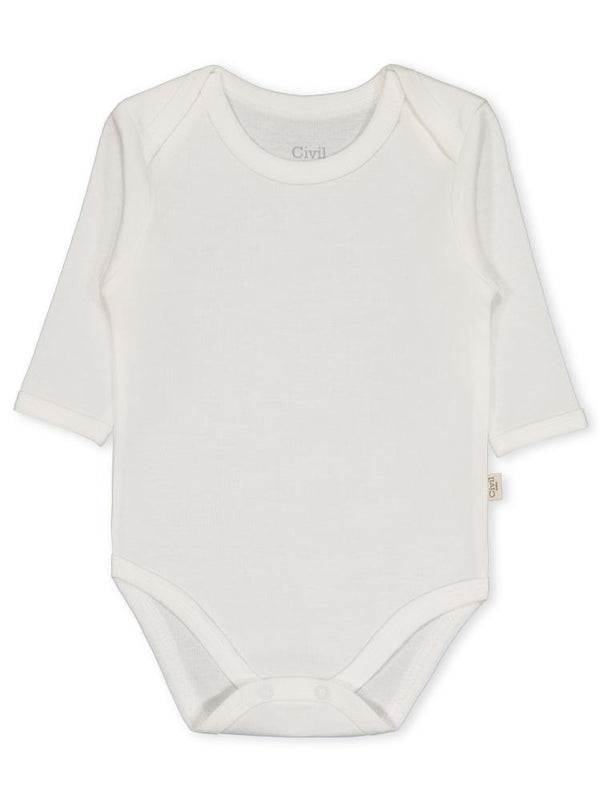 Civil Baby Düz Uzun Kol 3-9 Ay Çıtçıtlı Badi - Beyaz