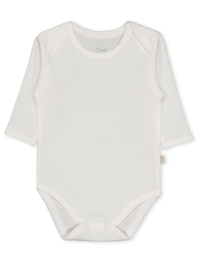 Civil Baby Düz Uzun Kol 3-9 Ay Çıtçıtlı Badi - Beyaz