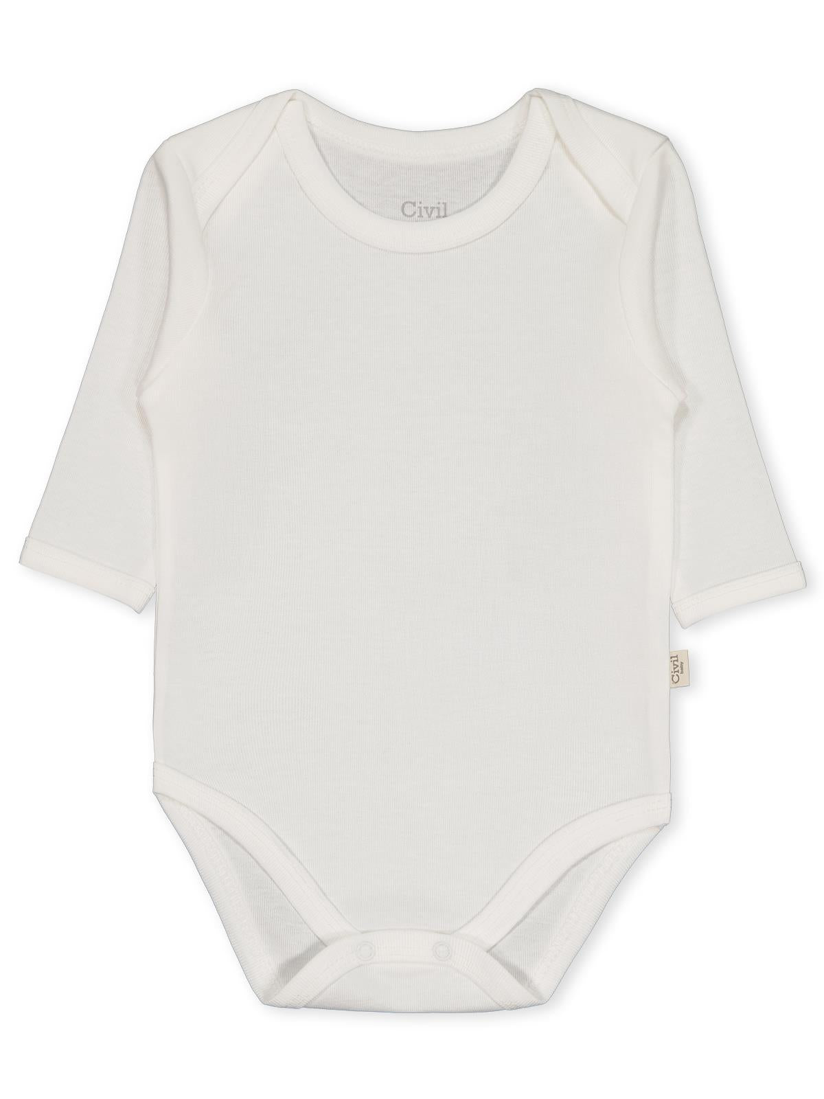 Civil Baby Düz Uzun Kol 3-9 Ay Çıtçıtlı Badi - Beyaz