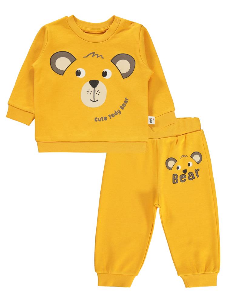 Civil Baby Ayı Baskılı 6-18 Ay Takım - Hardal