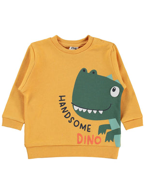 Civil Baby Dinozor Baskılı 6-18 Ay Sweatshirt - Hardal