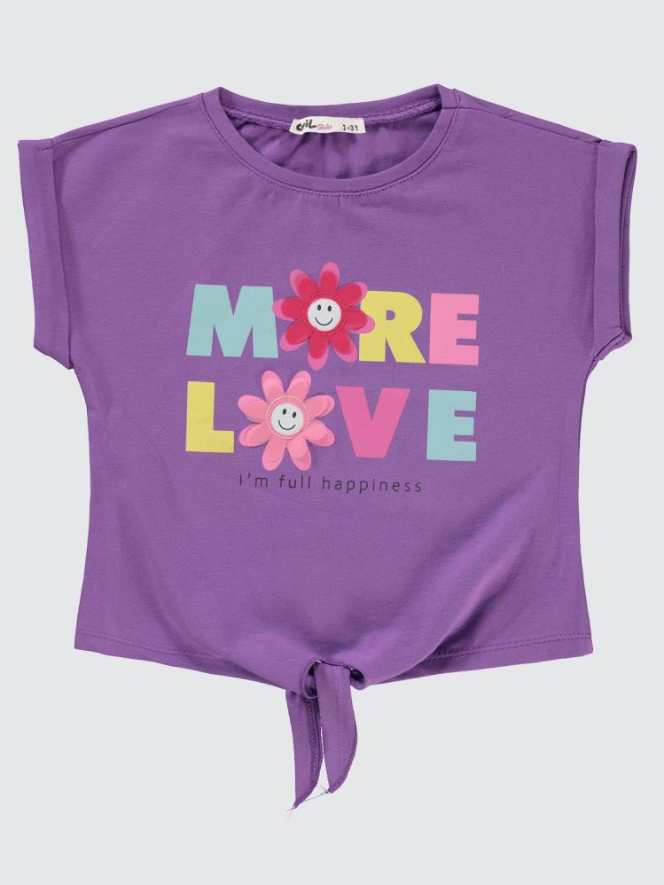 Civil Girls More Love Baskılı 2-5 Yaş Tişört - Lila