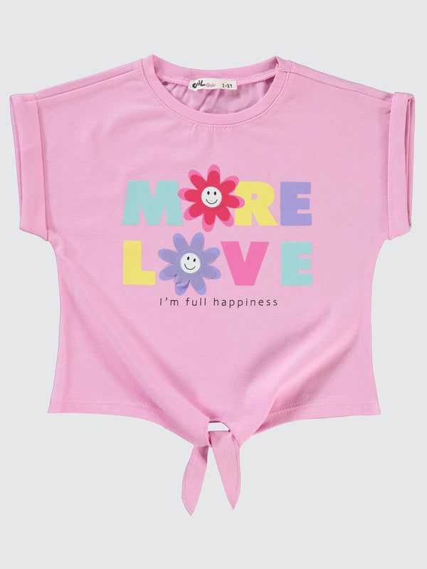 Civil Girls More Love Baskılı 2-5 Yaş Tişört - Pembe