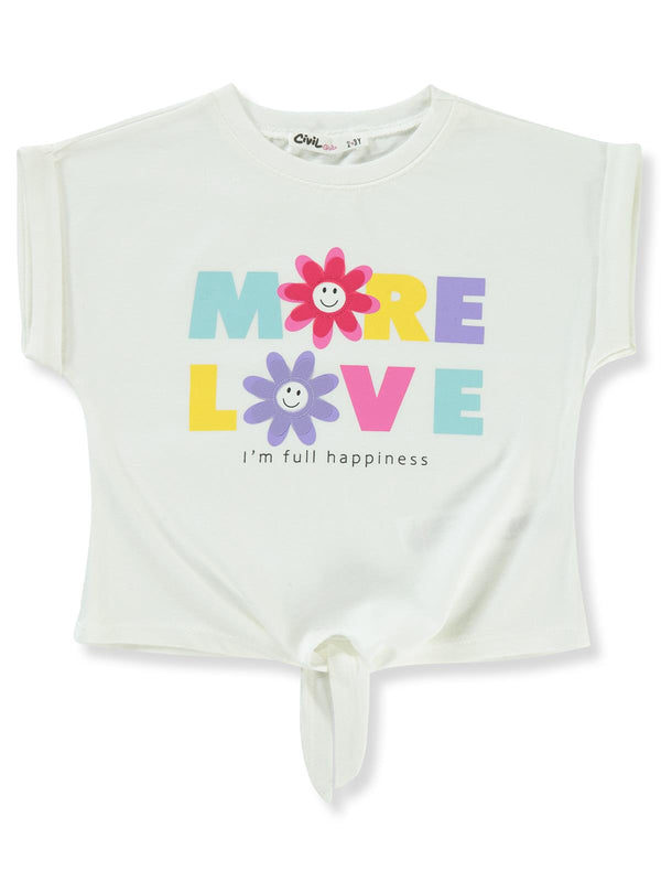 Civil Girls More Love Baskılı 2-5 Yaş Tişört - Ekru