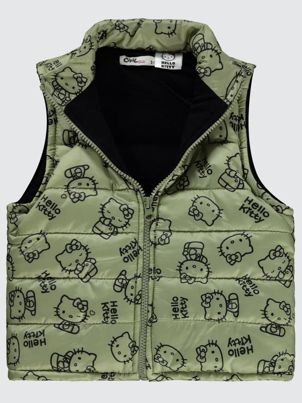 Hello Kitty Baskılı 2-5 Yaş Yelek - Yeşil