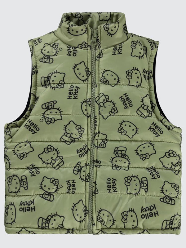Hello Kitty Baskılı 2-5 Yaş Yelek - Yeşil
