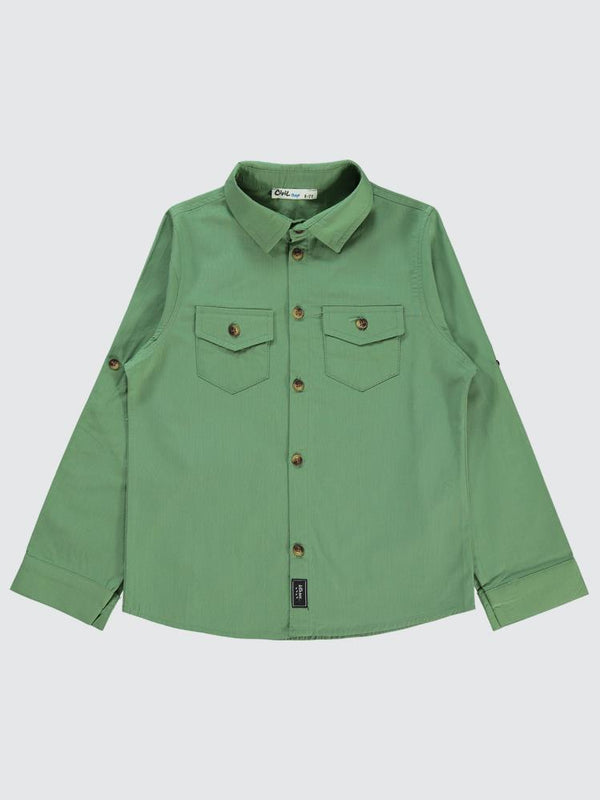 Civil Boys Kapak Cepli Tişörtlü 6-9 Yaş Gömlek - Haki
