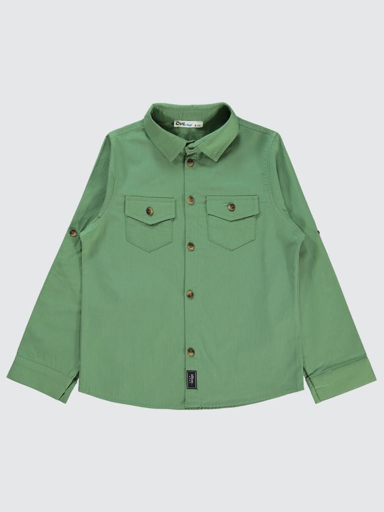 Civil Boys Kapak Cepli Tişörtlü 6-9 Yaş Gömlek - Haki