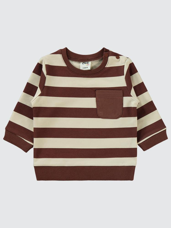 Civil Baby Çizgi Emprime Cepli 6-18 Ay Takım - Kahverengi