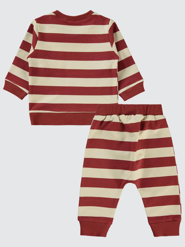 Civil Baby Çizgi Emprime Cepli 6-18 Ay Takım - Turuncu