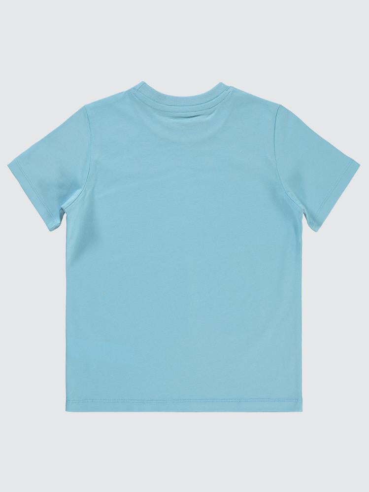 Civil Boys Kartpostal Baskılı 10-13 Yaş Tişört - Mavi