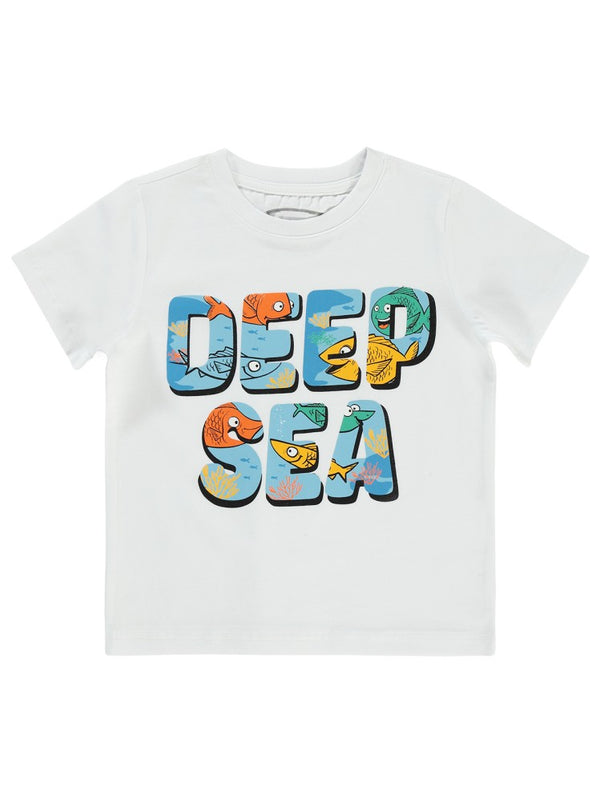 Civil Boys Deep Sea Baskılı 2-5 Yaş Tişört - Beyaz