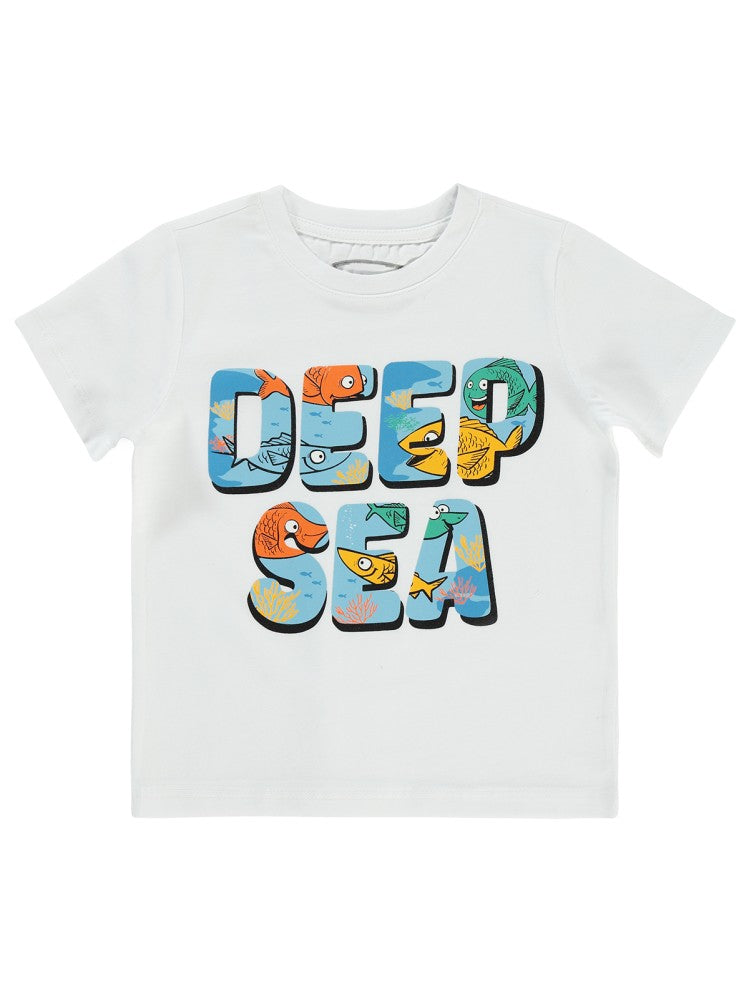 Civil Boys Deep Sea Baskılı 2-5 Yaş Tişört - Beyaz