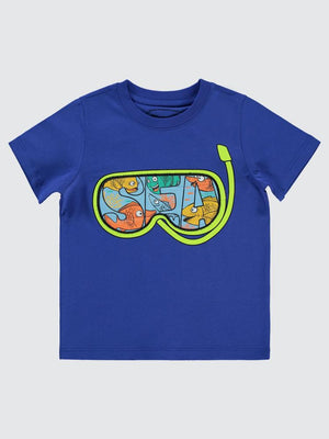 Civil Boys Deniz Gözlüğü Baskılı Nakışlı 2-5 Yaş Tişört - Lacivert