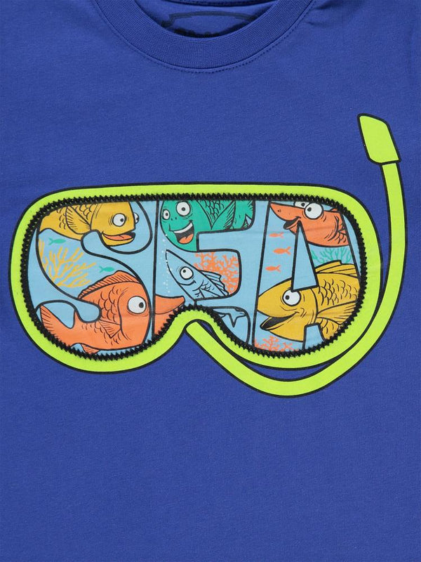 Civil Boys Deniz Gözlüğü Baskılı Nakışlı 2-5 Yaş Tişört - Lacivert