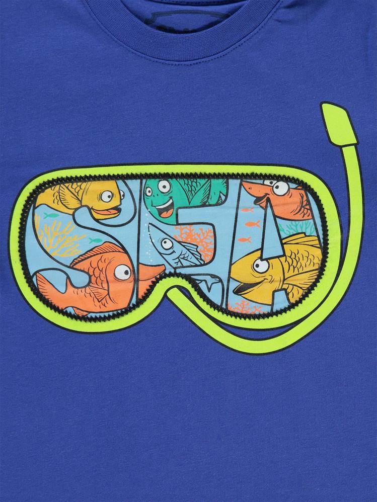 Civil Boys Deniz Gözlüğü Baskılı Nakışlı 2-5 Yaş Tişört - Lacivert