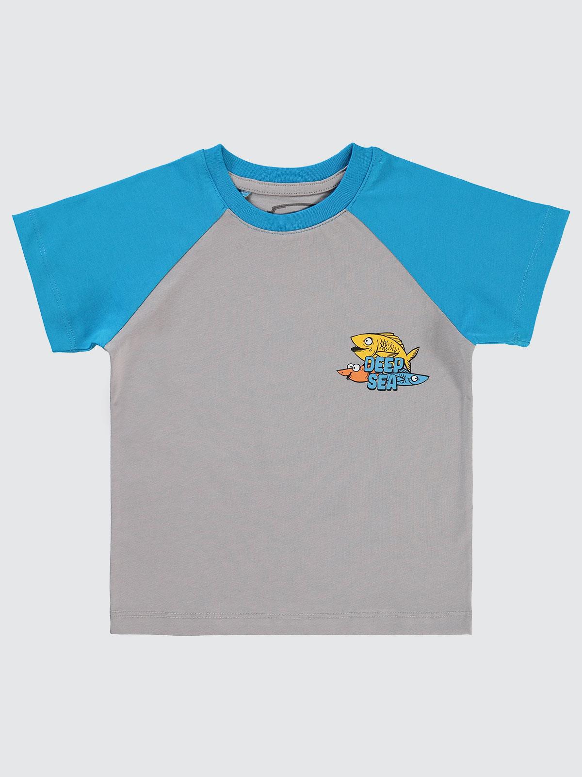 Civil Boys Deep Sea Baskılı Reglan Kol 2-5 Yaş Tişört - Gri