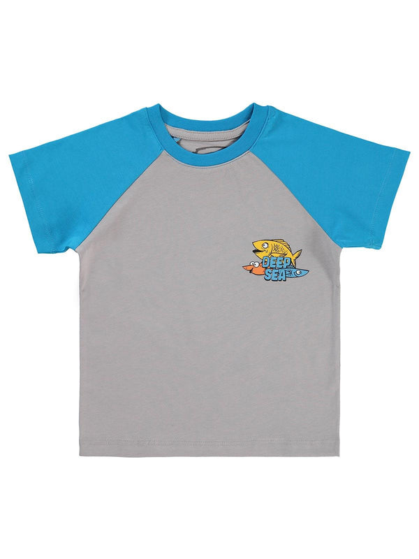 Civil Boys Deep Sea Baskılı Reglan Kol 2-5 Yaş Tişört - Gri